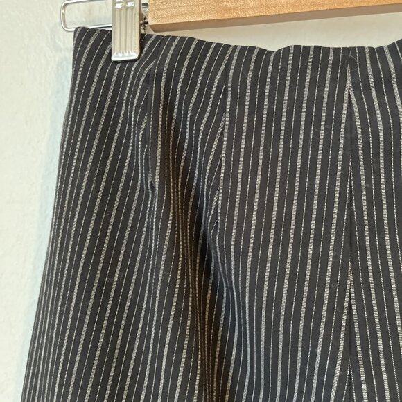 Y2k black gray stripe flat front stretch career pants straight leg 4 90s midrise - Picture 5 of 5